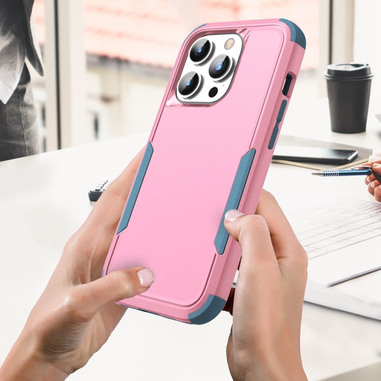 For iPhone 15 Pro Max Commuter Shockproof TPU + PC Phone Case(Pink+Grey Green) - HoMEdemic™ 
