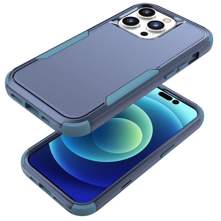For iPhone 15 Pro Max Commuter Shockproof TPU + PC Phone Case(Royal Blue+Grey Green) - HoMEdemic™ 