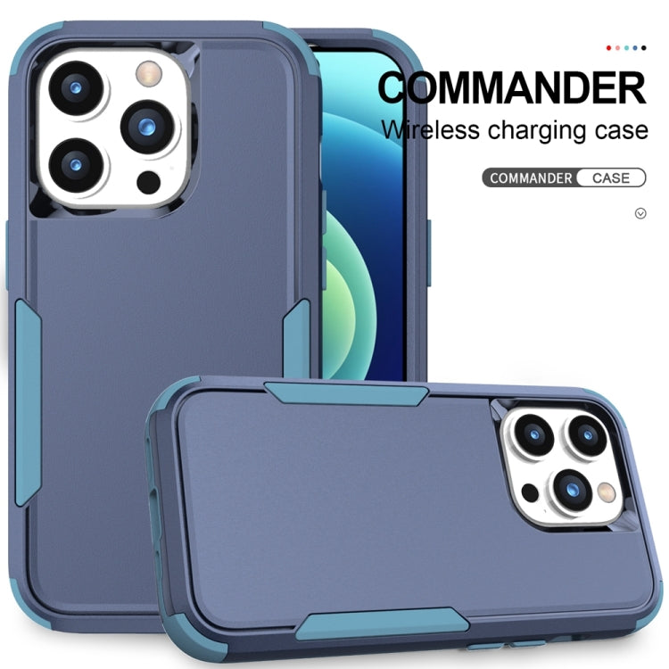 For iPhone 15 Pro Max Commuter Shockproof TPU + PC Phone Case(Royal Blue+Grey Green) - HoMEdemic™ 