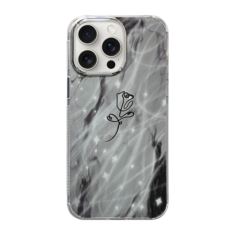 For iPhone 15 Pro Max Cooling Flash Feather TPU + PC Phone Case(Brief Rose) - HoMEdemic™ 