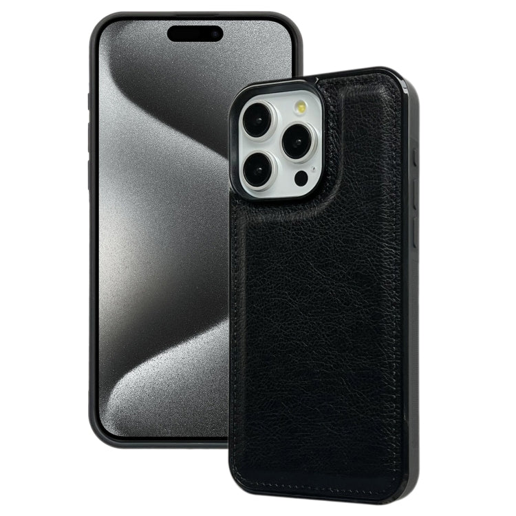 For iPhone 15 Pro Max Cowhide Texture Back Cover Phone Case(Black) - HoMEdemic™ 