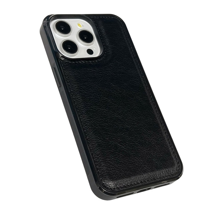 For iPhone 15 Pro Max Cowhide Texture Back Cover Phone Case(Black) - HoMEdemic™ 