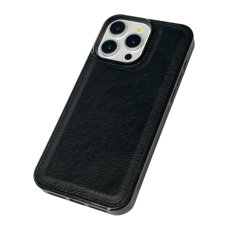 For iPhone 15 Pro Max Cowhide Texture Back Cover Phone Case(Black) - HoMEdemic™ 