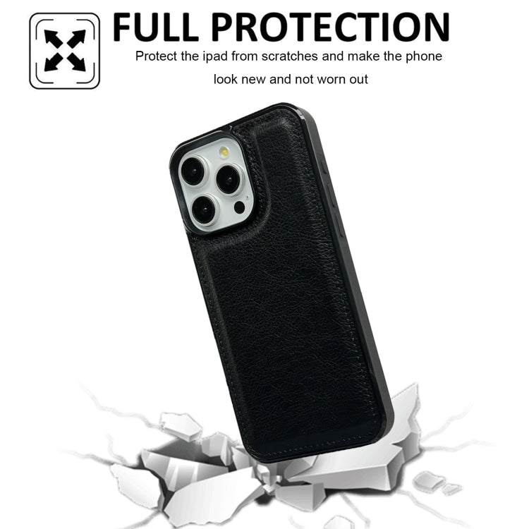For iPhone 15 Pro Max Cowhide Texture Back Cover Phone Case(Black) - HoMEdemic™ 