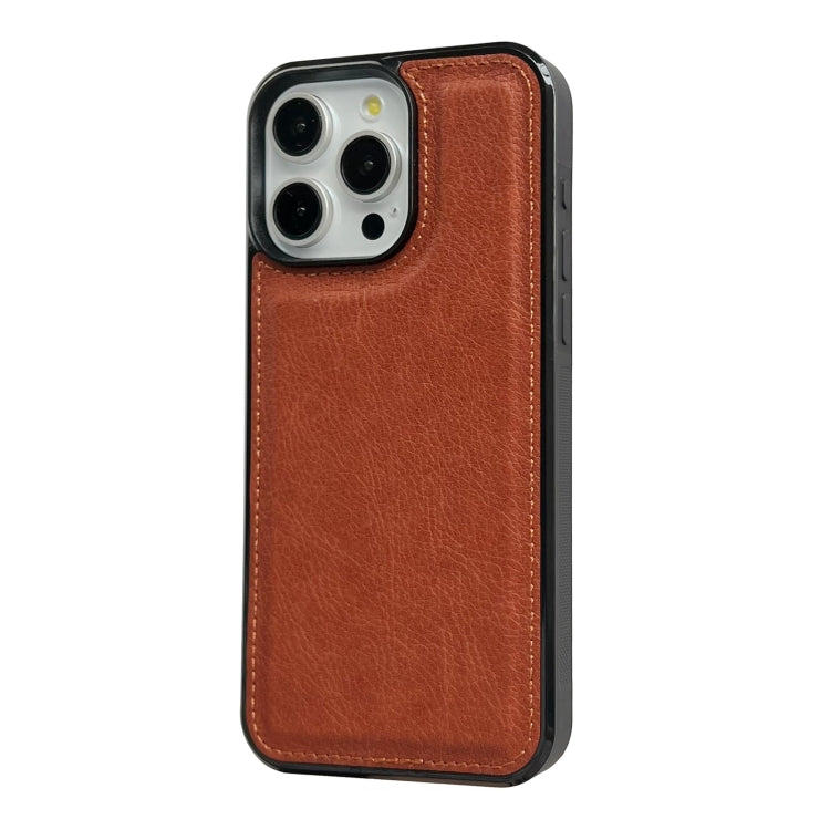 For iPhone 15 Pro Max Cowhide Texture Back Cover Phone Case(Brown) - HoMEdemic™ 