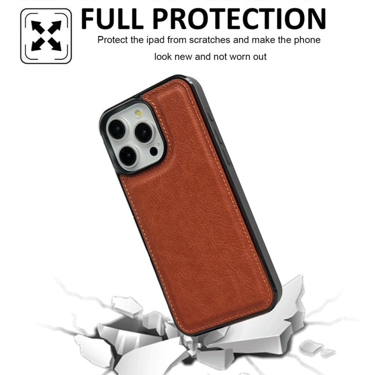 For iPhone 15 Pro Max Cowhide Texture Back Cover Phone Case(Brown) - HoMEdemic™ 