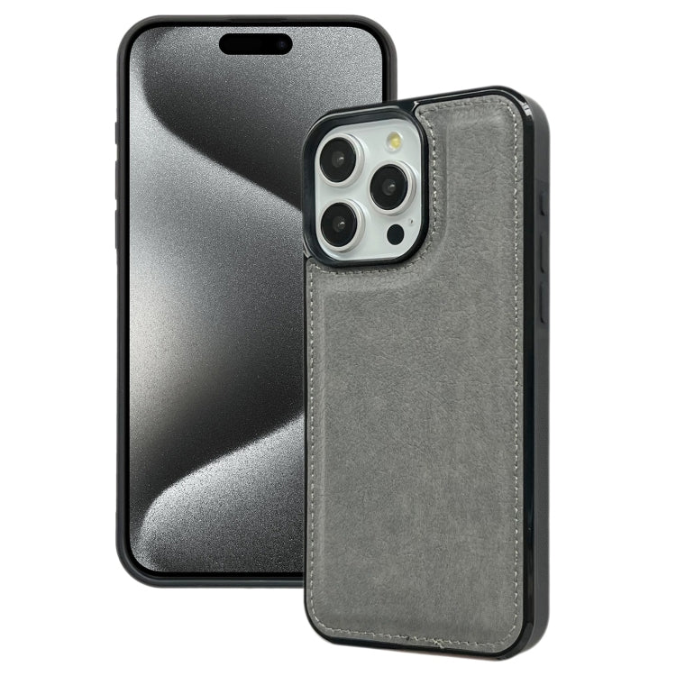 For iPhone 15 Pro Max Cowhide Texture Back Cover Phone Case(Grey) - HoMEdemic™ 