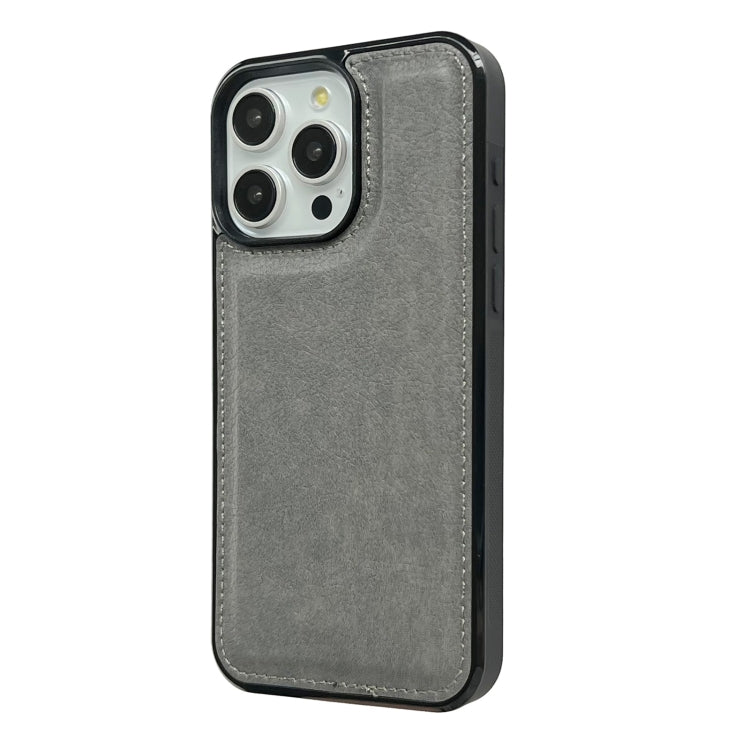 For iPhone 15 Pro Max Cowhide Texture Back Cover Phone Case(Grey) - HoMEdemic™ 