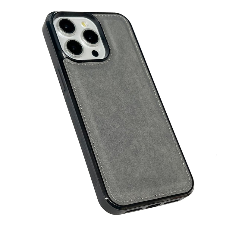 For iPhone 15 Pro Max Cowhide Texture Back Cover Phone Case(Grey) - HoMEdemic™ 