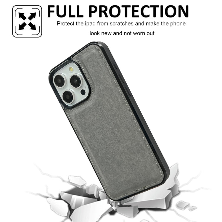 For iPhone 15 Pro Max Cowhide Texture Back Cover Phone Case(Grey) - HoMEdemic™ 