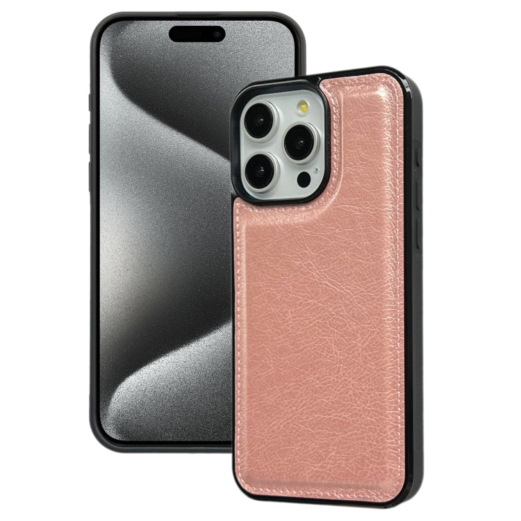 For iPhone 15 Pro Max Cowhide Texture Back Cover Phone Case(Rose Gold) - HoMEdemic™ 