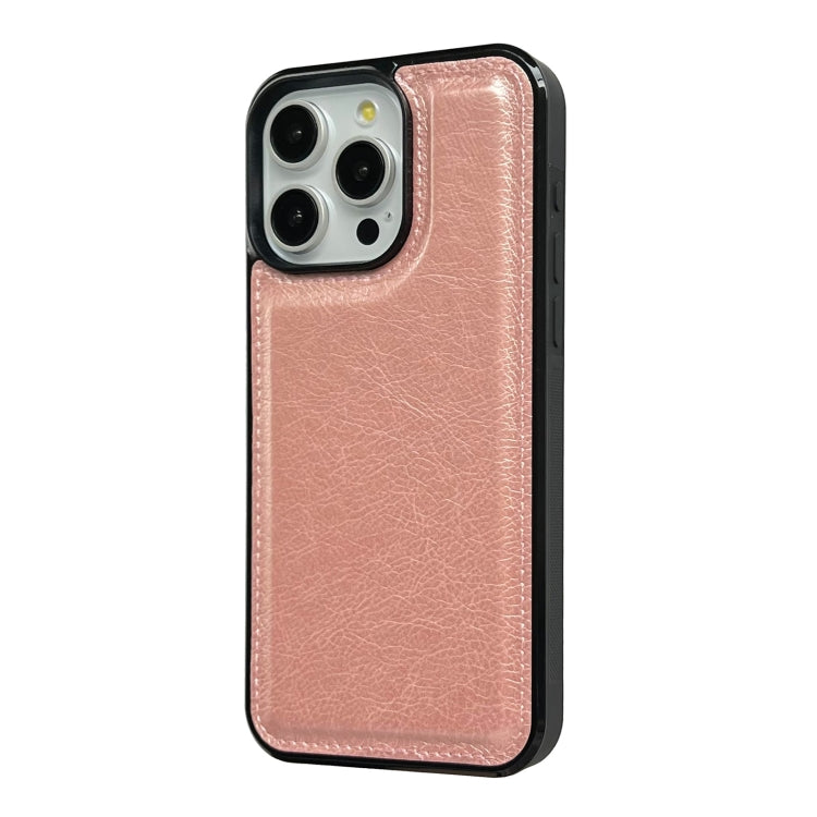 For iPhone 15 Pro Max Cowhide Texture Back Cover Phone Case(Rose Gold) - HoMEdemic™ 