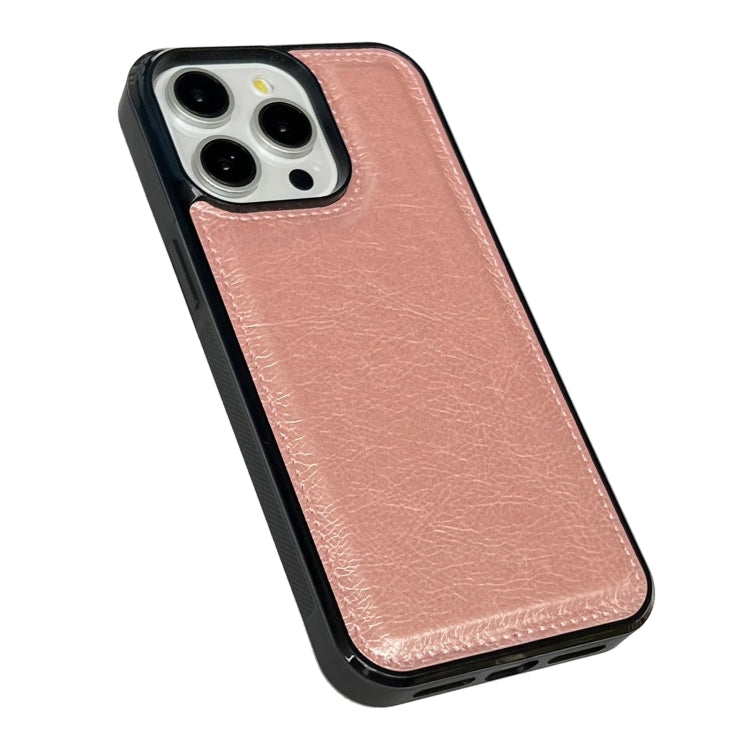 For iPhone 15 Pro Max Cowhide Texture Back Cover Phone Case(Rose Gold) - HoMEdemic™ 
