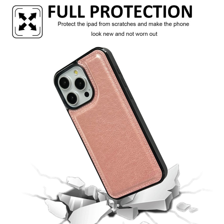 For iPhone 15 Pro Max Cowhide Texture Back Cover Phone Case(Rose Gold) - HoMEdemic™ 
