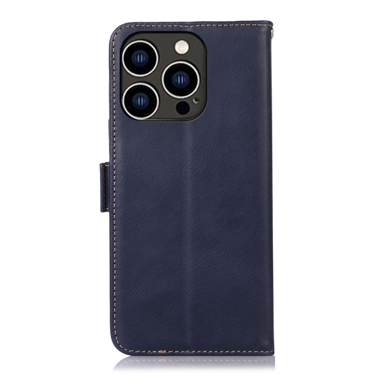 For iPhone 15 Pro Max Crazy Horse Top Layer Cowhide Leather Phone Case(Blue) - HoMEdemic™ 
