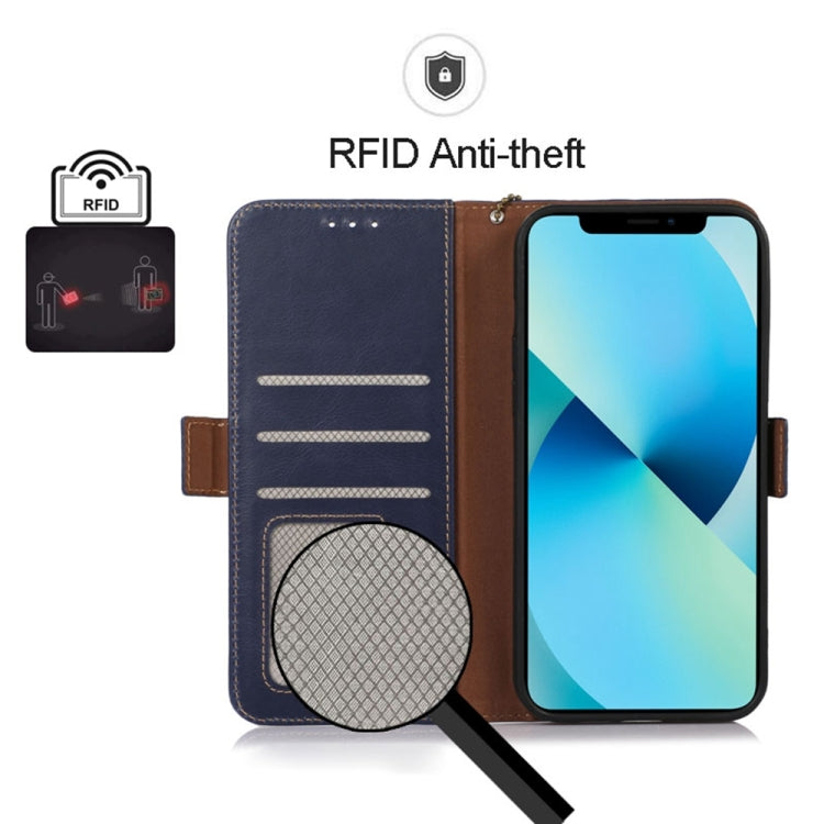 For iPhone 15 Pro Max Crazy Horse Top Layer Cowhide Leather Phone Case(Blue) - HoMEdemic™ 