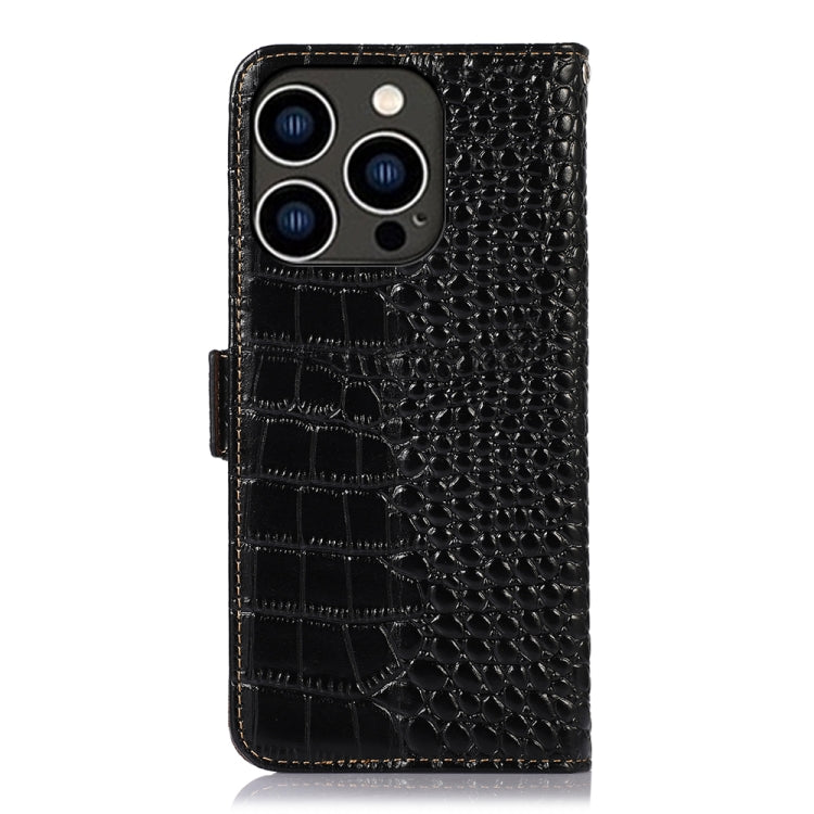 For iPhone 15 Pro Max Crocodile Top Layer Cowhide Leather Phone Case(Black) - HoMEdemic™ 