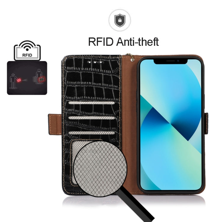 For iPhone 15 Pro Max Crocodile Top Layer Cowhide Leather Phone Case(Black) - HoMEdemic™ 