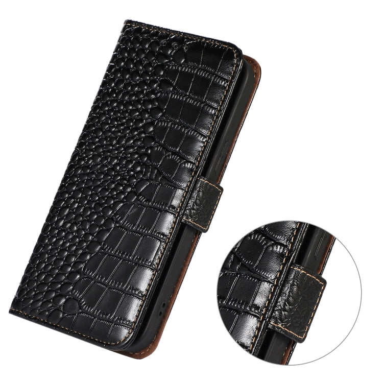 For iPhone 15 Pro Max Crocodile Top Layer Cowhide Leather Phone Case(Black) - HoMEdemic™ 