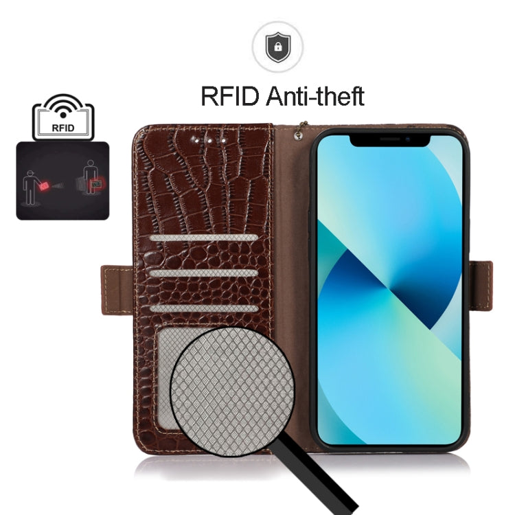 For iPhone 15 Pro Max Crocodile Top Layer Cowhide Leather Phone Case(Brown) - HoMEdemic™ 