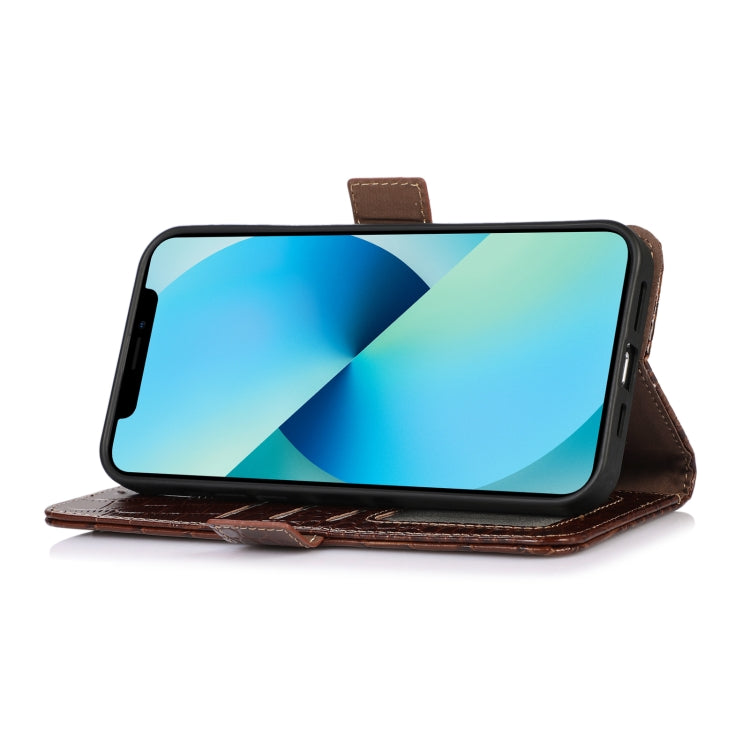 For iPhone 15 Pro Max Crocodile Top Layer Cowhide Leather Phone Case(Brown) - HoMEdemic™ 