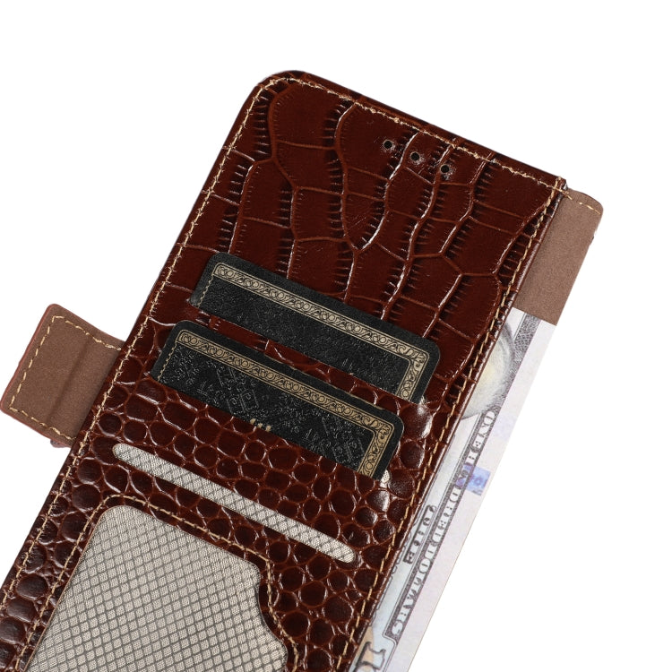 For iPhone 15 Pro Max Crocodile Top Layer Cowhide Leather Phone Case(Brown) - HoMEdemic™ 