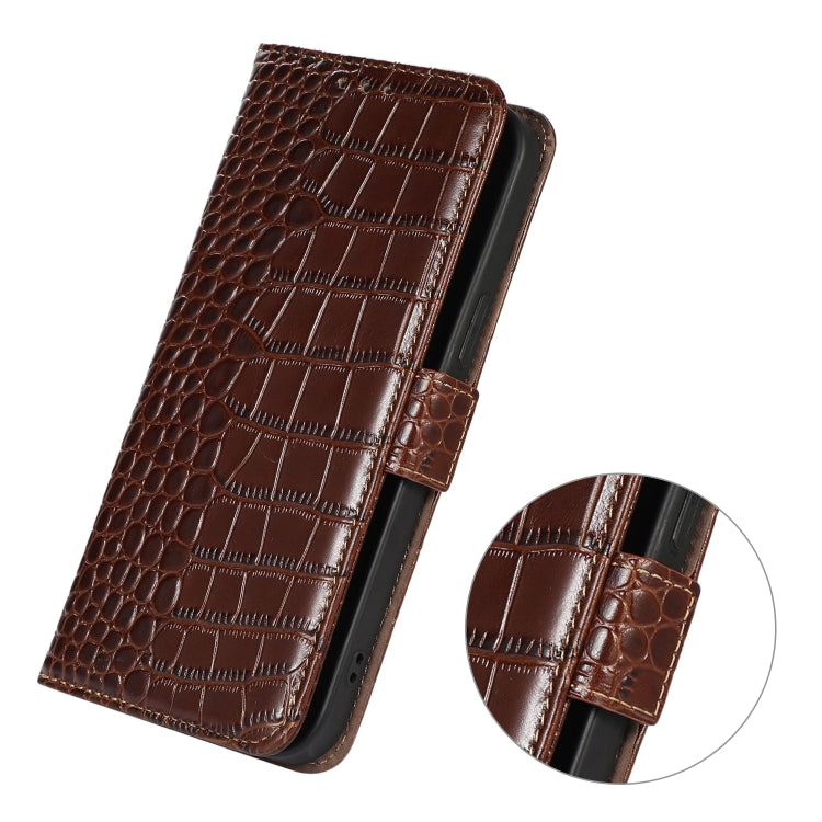 For iPhone 15 Pro Max Crocodile Top Layer Cowhide Leather Phone Case(Brown) - HoMEdemic™ 