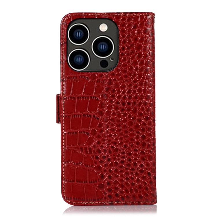 For iPhone 15 Pro Max Crocodile Top Layer Cowhide Leather Phone Case(Red) - HoMEdemic™ 