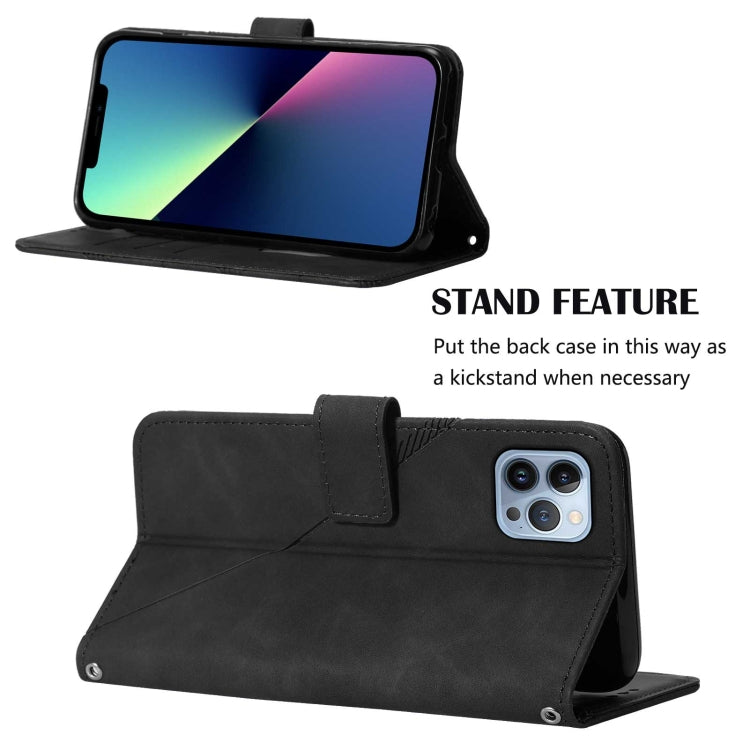 For iPhone 15 Pro Max Crossbody 3D Embossed Flip Leather Phone Case(Black) - HoMEdemic™ 