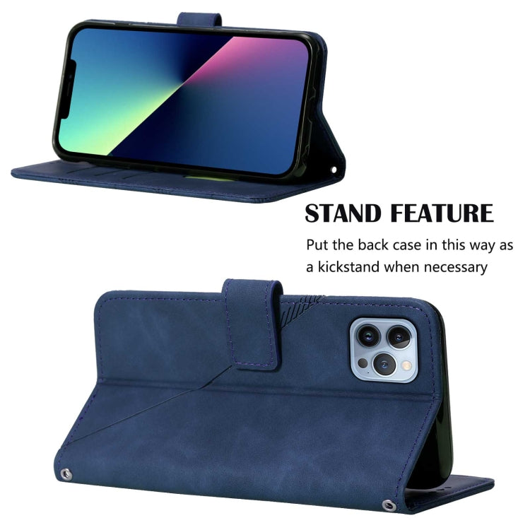 For iPhone 15 Pro Max Crossbody 3D Embossed Flip Leather Phone Case(Blue) - HoMEdemic™ 