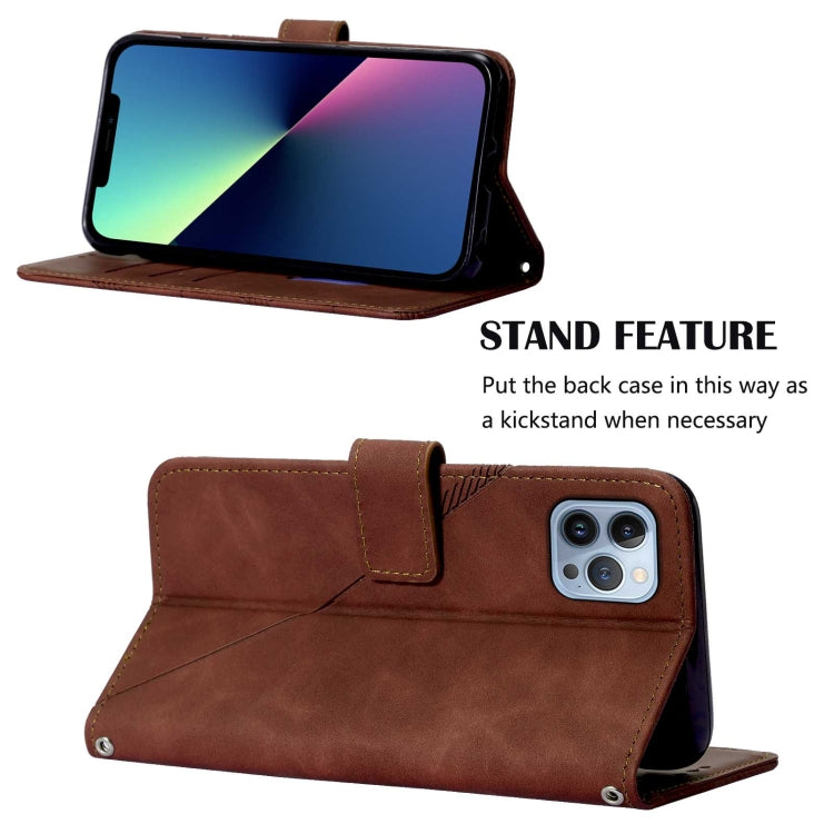 For iPhone 15 Pro Max Crossbody 3D Embossed Flip Leather Phone Case(Brown) - HoMEdemic™ 