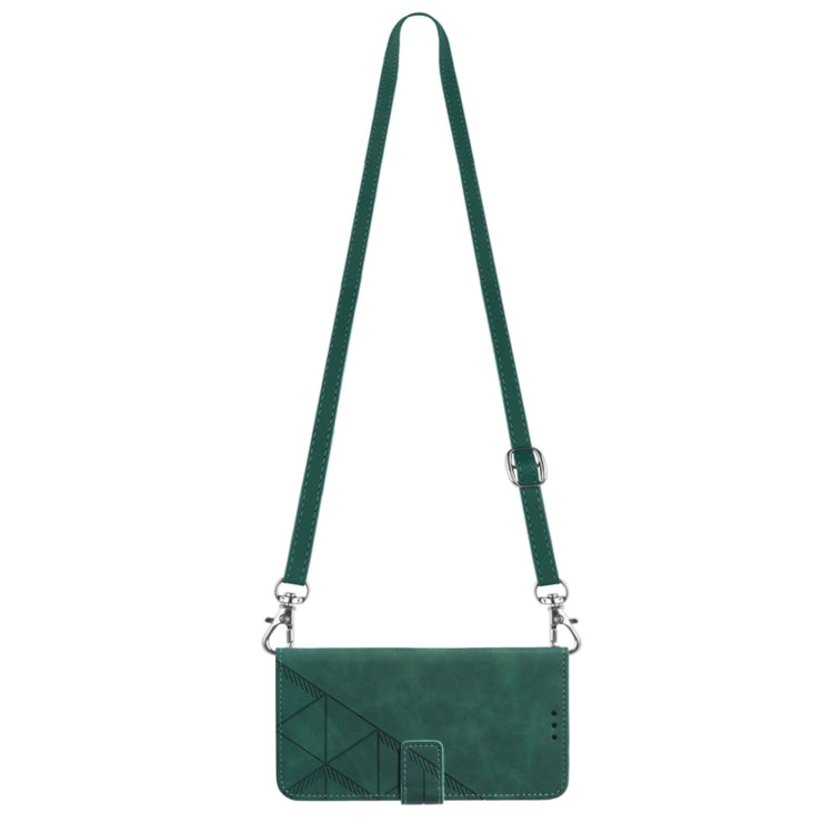 For iPhone 15 Pro Max Crossbody 3D Embossed Flip Leather Phone Case(Dark Green) - HoMEdemic™ 