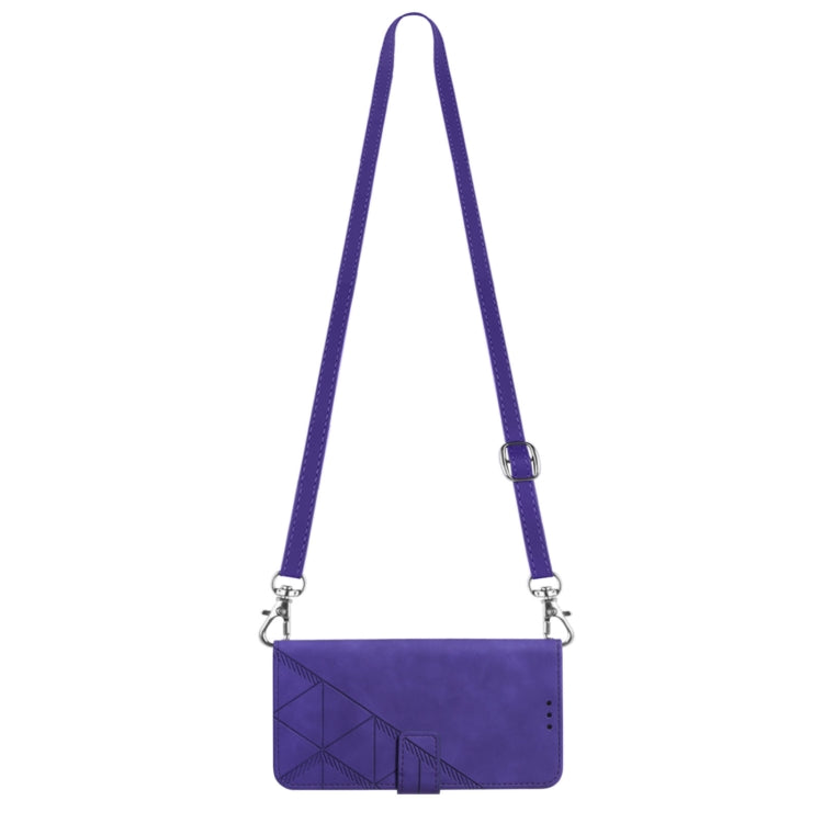 For iPhone 15 Pro Max Crossbody 3D Embossed Flip Leather Phone Case(Purple) - HoMEdemic™ 