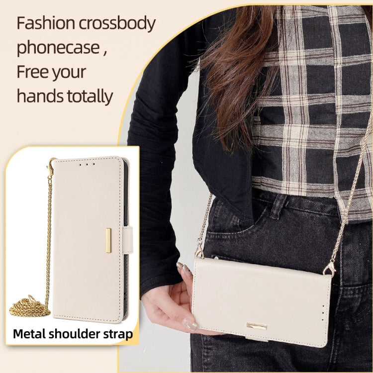 For iPhone 15 Pro Max Crossbody Chain Leather Phone Case(White) - HoMEdemic™ 