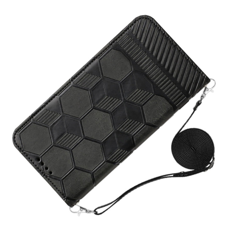 For iPhone 15 Pro Max Crossbody Football Texture Magnetic PU Phone Case(Black) - HoMEdemic™ 