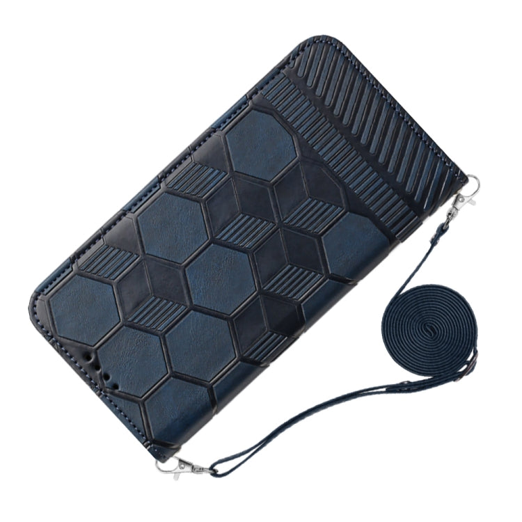For iPhone 15 Pro Max Crossbody Football Texture Magnetic PU Phone Case(Dark Blue) - HoMEdemic™ 