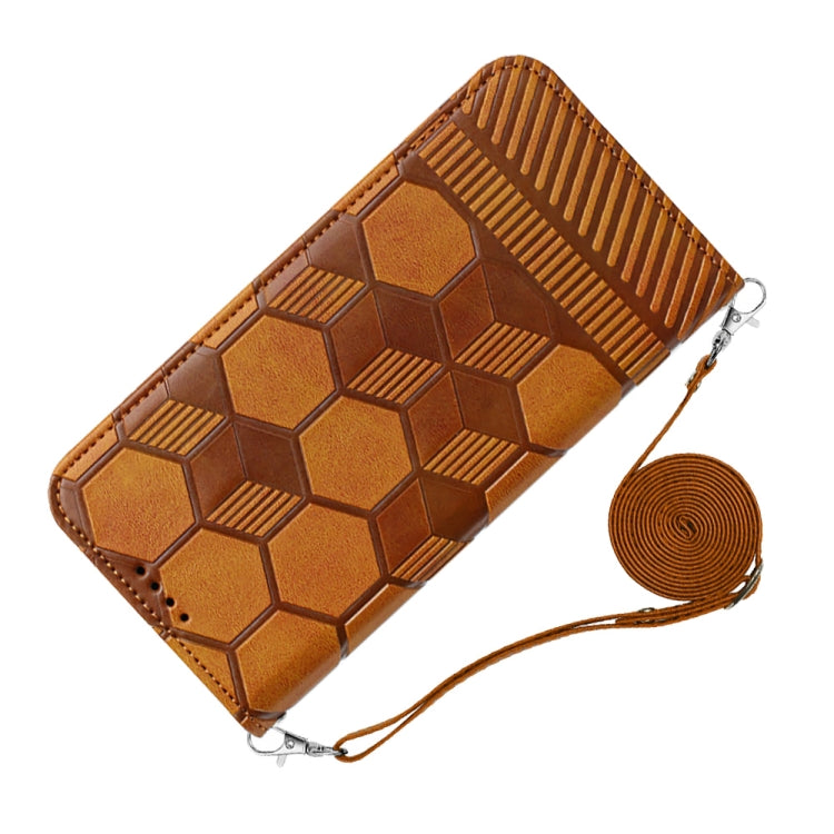 For iPhone 15 Pro Max Crossbody Football Texture Magnetic PU Phone Case(Khaki) - HoMEdemic™ 