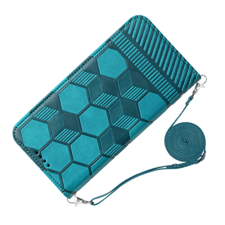 For iPhone 15 Pro Max Crossbody Football Texture Magnetic PU Phone Case(Light Blue) - HoMEdemic™ 