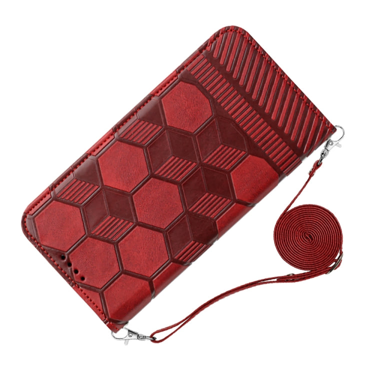 For iPhone 15 Pro Max Crossbody Football Texture Magnetic PU Phone Case(Red) - HoMEdemic™ 