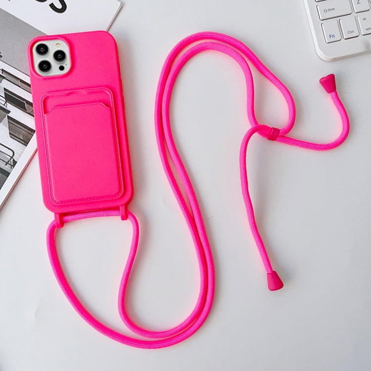 For iPhone 15 Pro Max Crossbody Lanyard Elastic Silicone Card Holder Phone Case(Rose Red) - HoMEdemic™ 