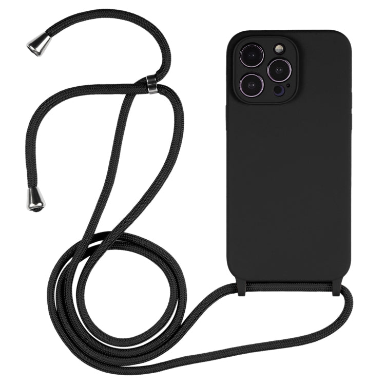 For iPhone 15 Pro Max Crossbody Lanyard Liquid Silicone Case(Black) - HoMEdemic™ 