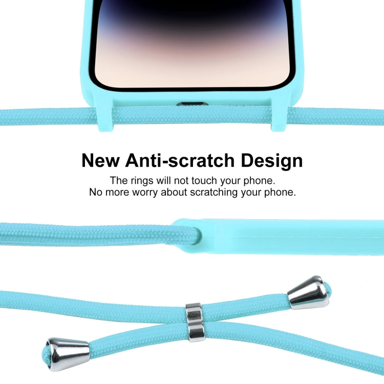 For iPhone 15 Pro Max Crossbody Lanyard Liquid Silicone Case(Ice Blue) - HoMEdemic™ 