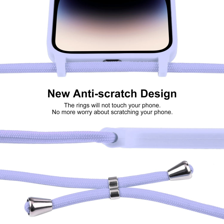 For iPhone 15 Pro Max Crossbody Lanyard Liquid Silicone Case(Light Purple) - HoMEdemic™ 