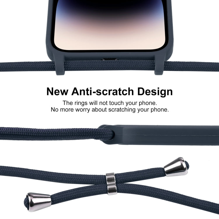 For iPhone 15 Pro Max Crossbody Lanyard Liquid Silicone Case(Midnight Blue) - HoMEdemic™ 