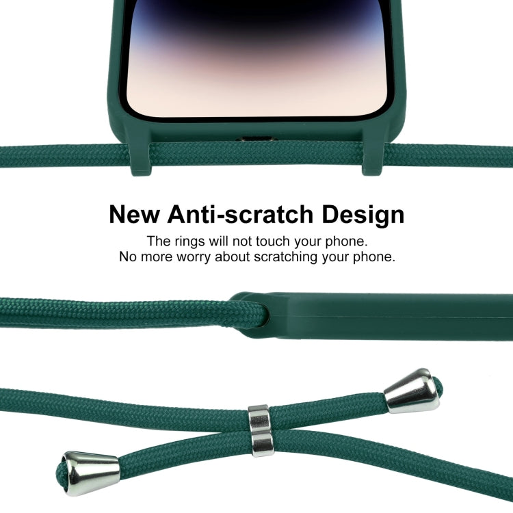 For iPhone 15 Pro Max Crossbody Lanyard Liquid Silicone Case(Pine Needle Green) - HoMEdemic™ 