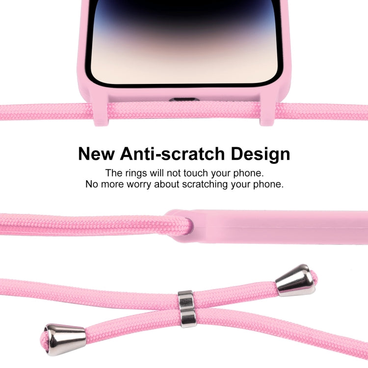 For iPhone 15 Pro Max Crossbody Lanyard Liquid Silicone Case(Pink) - HoMEdemic™ 
