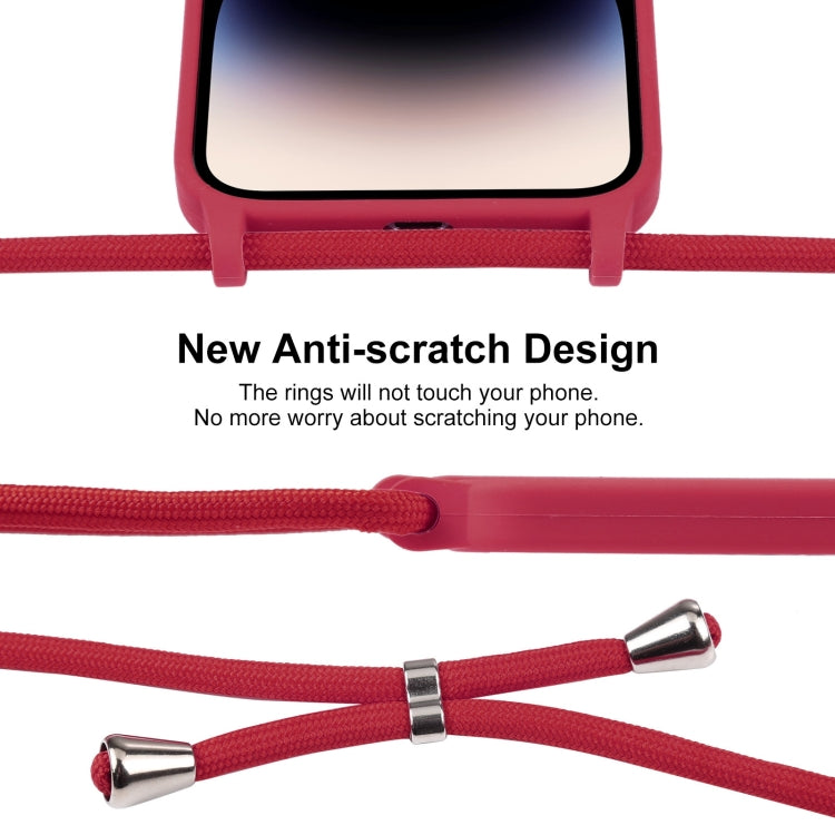 For iPhone 15 Pro Max Crossbody Lanyard Liquid Silicone Case(Rose Red) - HoMEdemic™ 