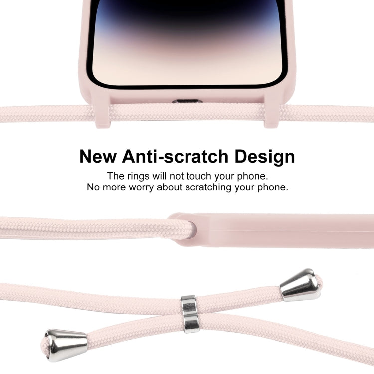 For iPhone 15 Pro Max Crossbody Lanyard Liquid Silicone Case(Sand Pink) - HoMEdemic™ 