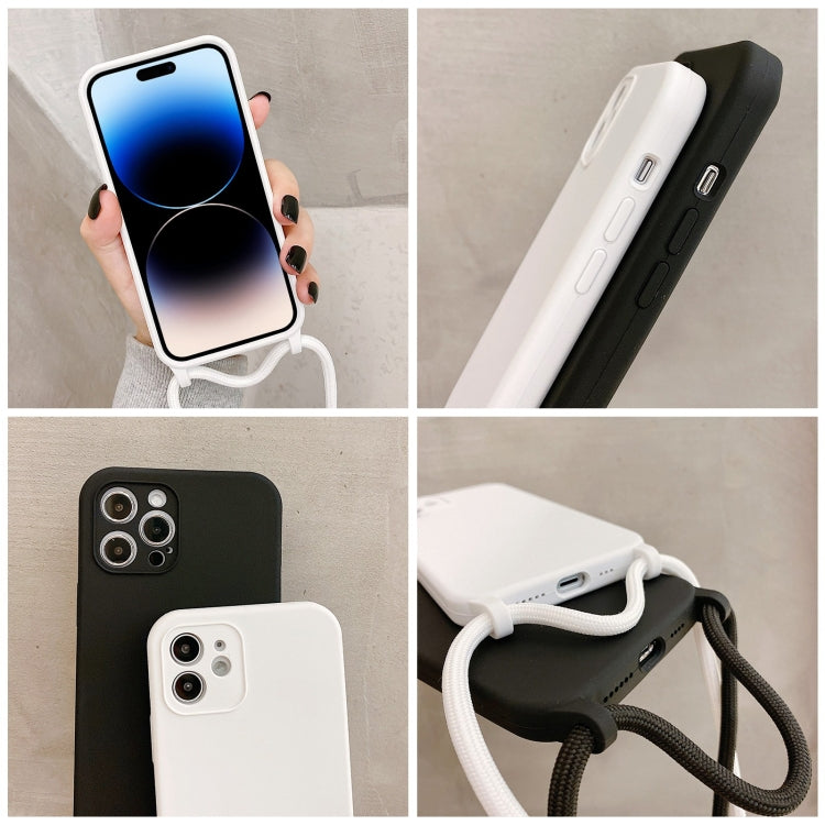 For iPhone 15 Pro Max Crossbody Lanyard Liquid Silicone Case(White) - HoMEdemic™ 