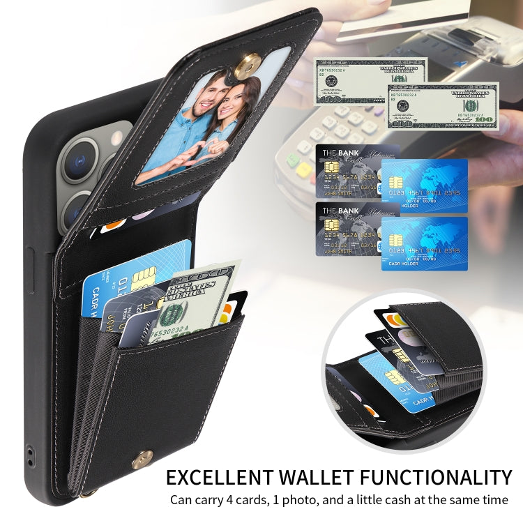 For iPhone 15 Pro Max Crossbody Lanyard Zipper Wallet Leather Phone Case(Black) - HoMEdemic™ 